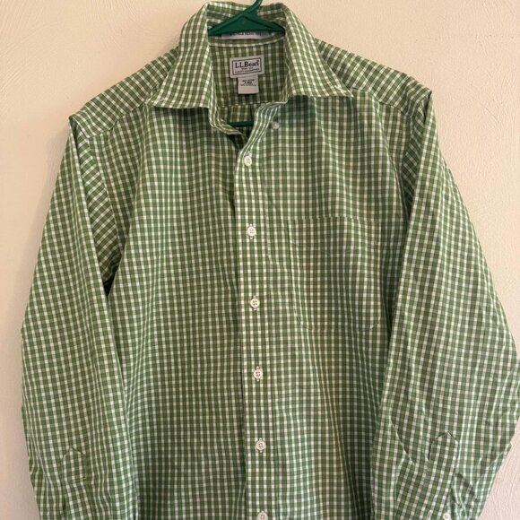 L.L. Bean Green Gingham/Check Long Sleeve Size Large Used - Picture 1 of 4